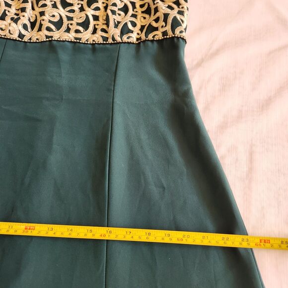 Celine New York Dress Womens M/L Green Maxi Rhinestones Crochet Evening Designer - Picture 13 of 16